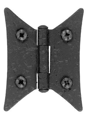 Acorn RJ1BQ: 2" Butterfly Cabinet Hinge (pair) - Black Rough Iron