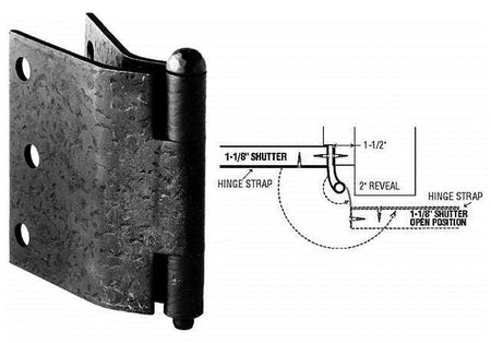 Acorn RK2BQ: 3 x 5" Shutter Hinge With Curved Offset (pair) - Black Rough Iron