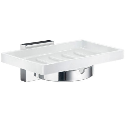 Smedbo RK342P: House Wall Mounted Soap Dish - White Porcelain/Polished Chrome