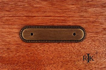 RKI BP-1792-BAE: 3" cc Beaded Oblong Pull Backplate - Antique English