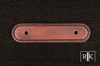 RKI BP-1792-BDC: 3" cc Beaded Oblong Pull Backplate - Distressed Copper