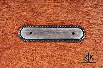 RKI BP-1792-BDN: 3" cc Beaded Oblong Pull Backplate Distressed Nickel