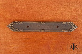 RKI BP-384-AE: 7-3/16" Ornate Edge Pull Backplate - Antique English