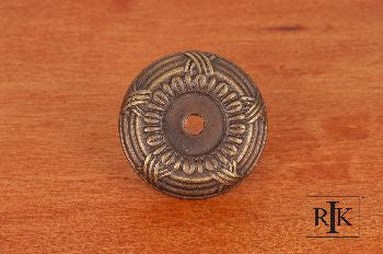 RKI BP-484-AE: 1-1/4" Cross & Petal Cabinet Knob Backplate - Antique English