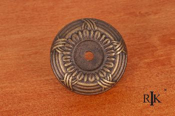 RKI BP-485-AE: 1-1/2" Cross & Petal Cabinet Knob Backplate - Antique English
