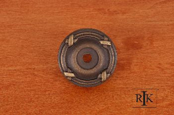 RKI BP-487-AE: 1-1/4" Line & Cross Cabinet Knob Backplate - Antique English