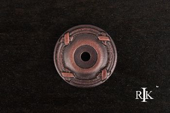 RKI BP-487-DC: 1-1/4" Line & Cross Cabinet Knob Backplate - Distressed Copper
