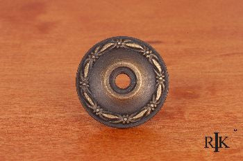 RKI BP-489-AE: 1-1/4" Flat Deco-Leaf Cabinet Knob Backplate - Antique English