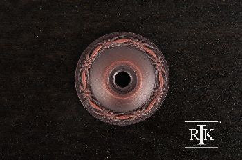 RKI BP-489-DC: 1-1/4" Flat Deco-Leaf Cabinet Knob Backplate - Distressed Copper