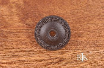 RKI BP-489-RB: 1-1/4" Flat Deco-Leaf Cabinet Knob Backplate - Oil Rubbed Bronze