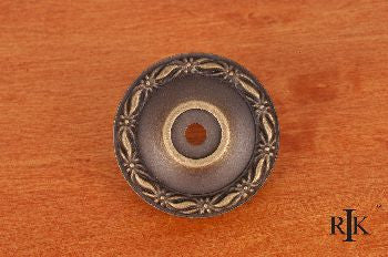 RKI BP-490-AE: 1-1/2" Flat Deco-Leaf Cabinet Knob Backplate - Antique English