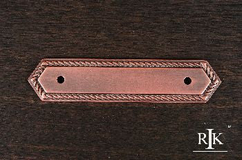 RKI BP-7813-DC: 3-1/2" cc Rope Edge Backplate - Distressed Copper
