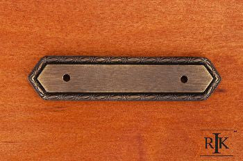 RKI BP-7824-AE: 3" cc Deco-Leaf Edge Backplate - Antique English