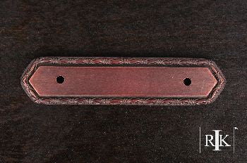 RKI BP-7824-DC: 3" cc Deco-Leaf Edge Backplate - Distressed Copper