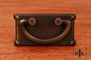 RKI CF-5260-AE: 1-1/2" cc Rectangular Base Drop Bail Cabinet Pull - Antique English