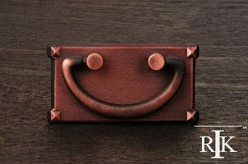 RKI CF-5260-DC: 1-1/2" cc Rectangular Base Drop Bail Cabinet Pull - Distressed Copper