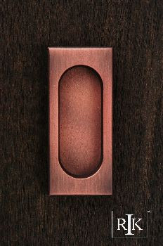 RKI CF-5632-DC: 4" Thick Rectangle Flush Cabinet Pull - Distressed Copper