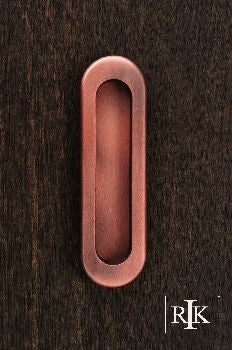 RKI CF-5633-DC: 5-1/2" Thick Oval Flush Cabinet Pull - Distressed Copper