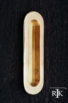 RKI CF-5633: 5-1/2" Thick Oval Flush Cabinet Pull - Polished Brass