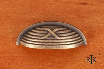 RKI CF-956-AE: 3" cc Lines & Single Cross Rounded Cup Cabinet Pull - Antique English