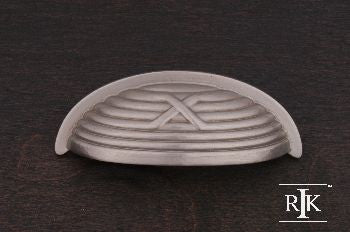 RKI CF-956-P: 3" cc Lines & Single Cross Rounded Cup Cabinet Pull - Pewter