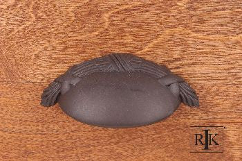 RKI CF-957-RB: 3" cc Lines And Crosses at Edge Cup Cabinet Pull - Oil Rubbed Bronze