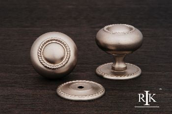 RKI CK-1212-P: 1-1/2" Rope Cabinet Knob w/Detachable Back Plate - Pewter