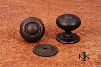 RKI CK-1212-RB: 1-1/2" Rope Cabinet Knob w/Detachable Back Plate - Oil Rubbed Bronze