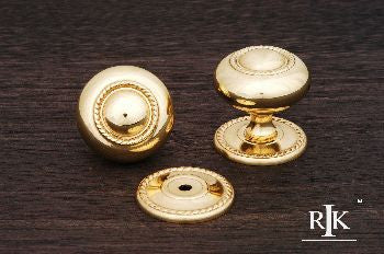 RKI CK-1212-T: 1-1/2" Rope Cabinet Knob w/Detachable Back Plate - Polished Brass