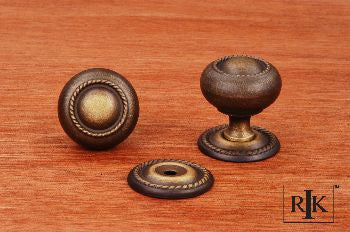 RKI CK-1213-AE: 1-1/4" Rope Cabinet Knob w/Detachable Back Plate - Antique English