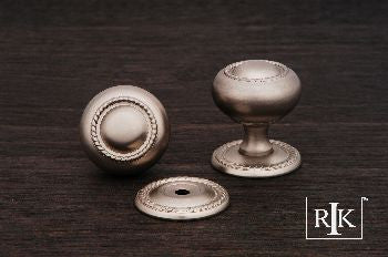 RKI CK-1213-P: 1-1/4" Rope Cabinet Knob w/Detachable Back Plate - Pewter