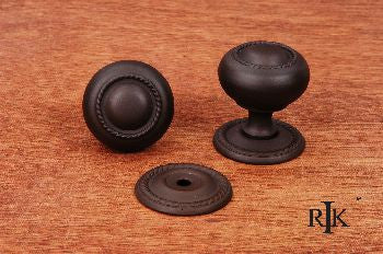 RKI CK-1213-RB: 1-1/4" Rope Cabinet Knob w/Detachable Back Plate - Oil Rubbed Bronze