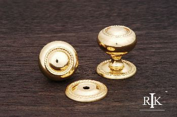 RKI CK-1213-T: 1-1/4" Rope Cabinet Knob w/Detachable Back Plate - Polished Brass