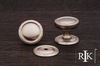 RKI CK-1217-P: 1-1/4" Flat Rope Cabinet Knob w/Detachable Back Plate - Pewter