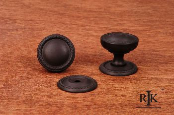 RKI CK-1217-RB: 1-1/4" Flat Rope Cabinet Knob w/Detached Back Plate Oil Rubbed Bronze