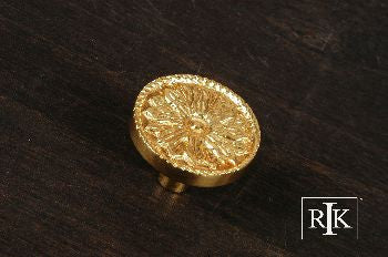 RKI CK-182: 1-1/4" Flower Cabinet Knob - Polished Brass