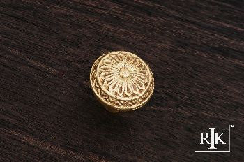 RKI CK-206: 1-1/4" Flowery Ornate Cabinet Knob - Polished Brass