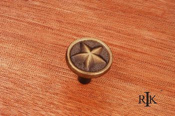 RKI CK-209-AE: 1-1/4" Rugged Texas Star Cabinet Knob - Antique English