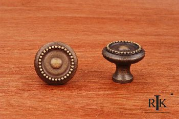 RKI CK-2222-AE: 1-1/4" Beaded Cabinet Knob w/Tip - Antique English