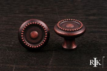 RKI CK-2222-DC: 1-1/4" Beaded Cabinet Knob w/Tip - Distressed Copper