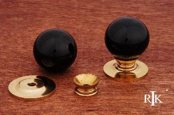 RKI CK-301: 1-1/4" Sphere Cabinet Knob - Brass/Porcelain