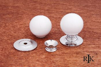 RKI CK-303: 1-1/4" Sphere Cabinet Knob - White Porcelain/Polished Chrome
