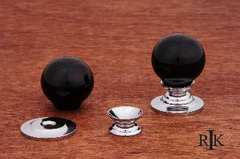 RKI CK-306: 1" Sphere Cabinet Knob - Black Porcelain/Polished Chrome