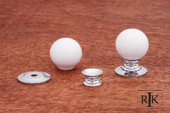 RKI CK-307: 1" Sphere Cabinet Knob - White Porcelain/Polished Chrome