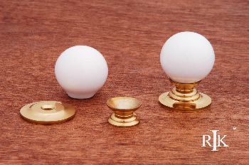 RKI CK-308: 1" Sphere Cabinet Knob - White Porcelain/Polished Brass