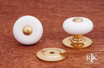 RKI CK-316: 1-1/4" Cabinet Knob w/Brass Tip - Polished Brass/White Porcelain