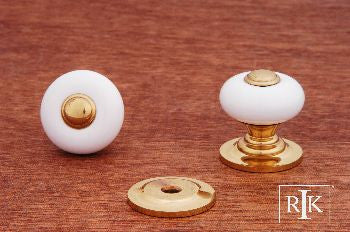 RKI CK-320: 1" Cabinet Knob w/Brass Tip - Brass/Porcelain