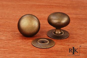 RKI CK-3216-AE: 1-1/2" Plain Cabinet Knob w/Detachable Back Plate - Antique English