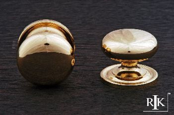 RKI CK-3216-ATB: 1-1/2" Solid Plain Cabinet Knob w/Backplate - Polished Brass
