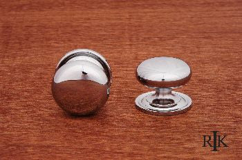 RKI CK-3216-ATC: 1-1/2" Solid Plain Cabinet Knob w/Backplate - Polished Chrome